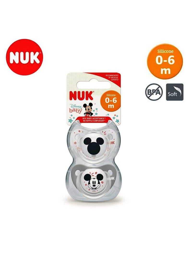 NUK Mickey Soother With Cover 0-6M 2 Pack